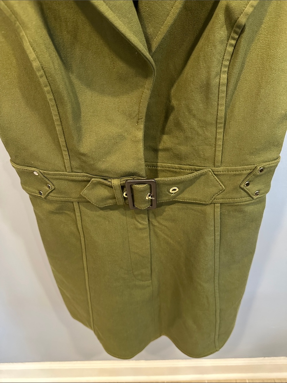 Derek Lam Army Green Belted Trench Dress Size 4 - Picture 6 of 11